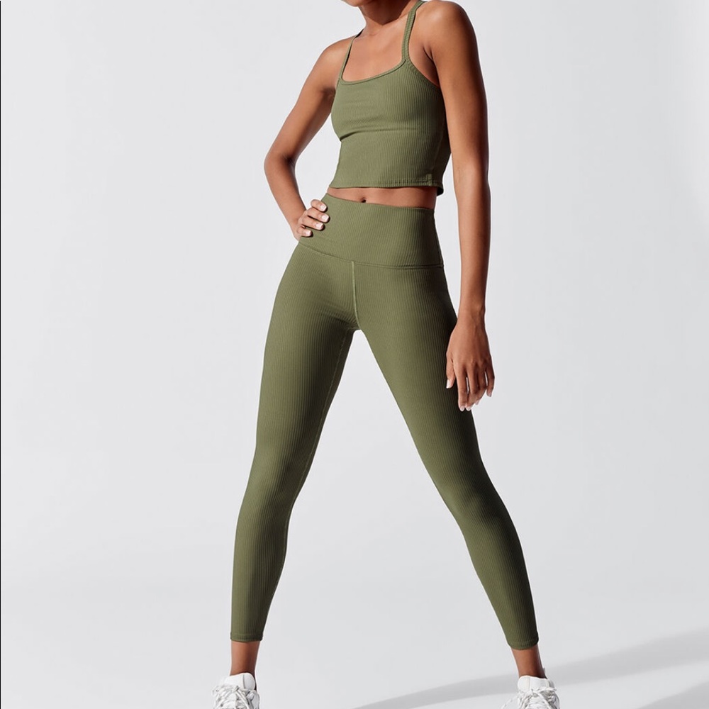 Carbon38 Ribbed Legging Army Green